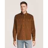 Chemise à manches longues en velours côtelé extensible pour hommes, Denver Hayes Front_Flat