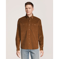 Denver Hayes Men's Stretch Corduroy Long Sleeve Shirt Front_Flat