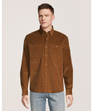 Chemise à manches longues en velours côtelé extensible pour hommes, Denver Hayes