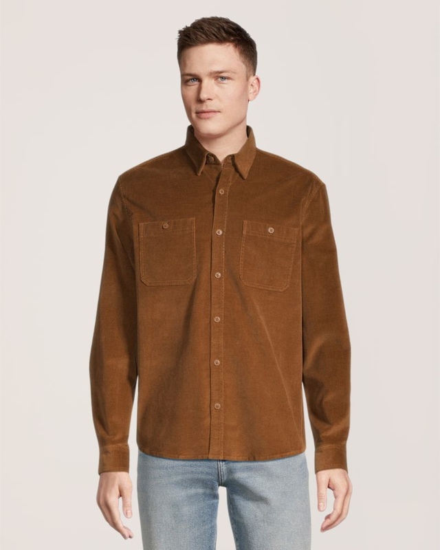 Denver Hayes Men's Stretch Corduroy Long Sleeve Shirt