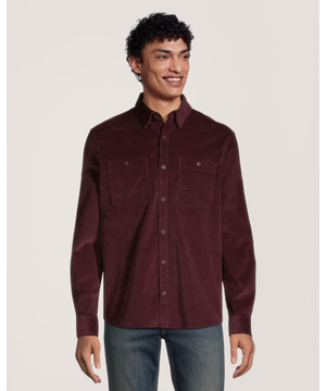 Chemise à manches longues en velours côtelé extensible pour hommes, Denver Hayes