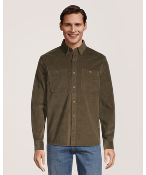 Chemise à manches longues en velours côtelé extensible pour hommes, Denver Hayes