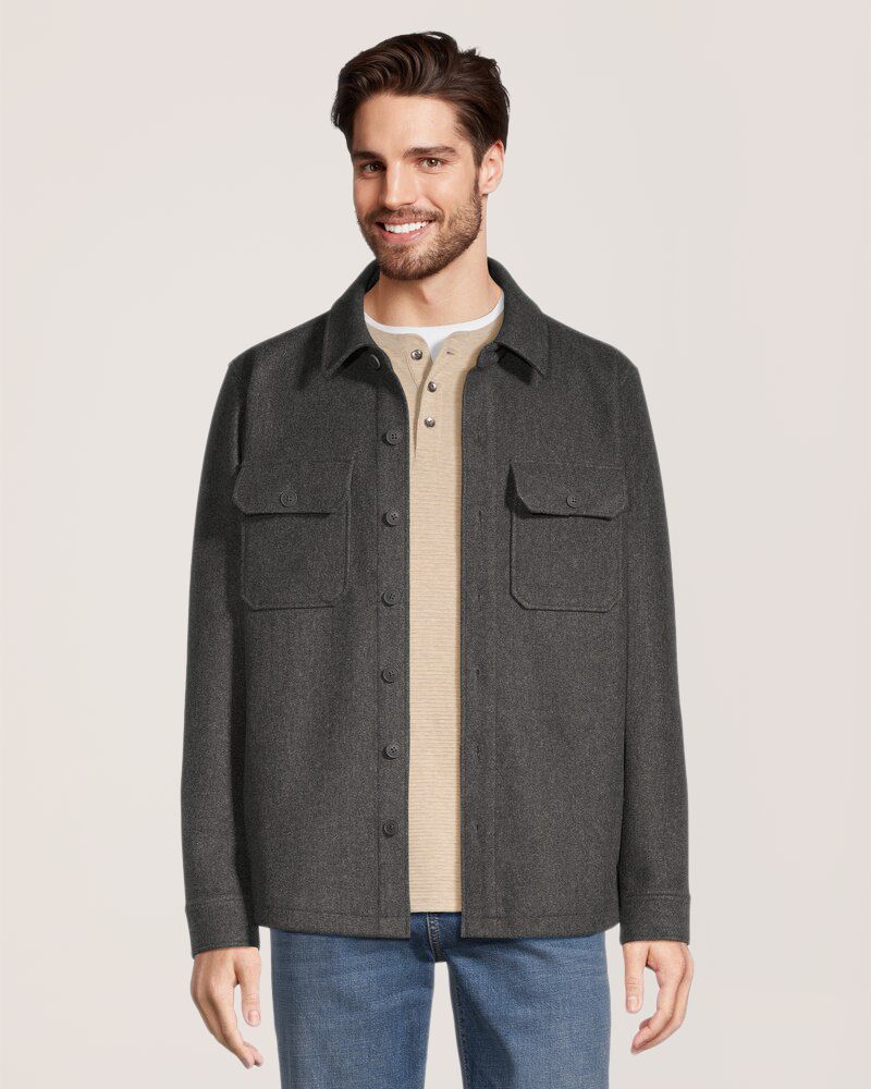 Veste-chemise d’aspect laine pour hommes, Denver Hayes