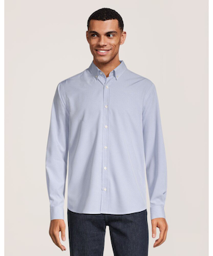 Chemise hybride tissée extensible dans 4 sens à manches longues pour hommes, Denver Hayes