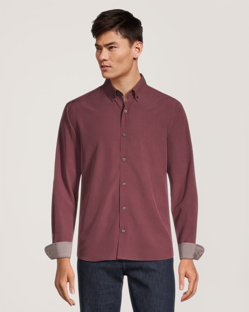 Chemise hybride tissée extensible dans 4&nbsp;sens à manches longues pour hommes, Denver Hayes