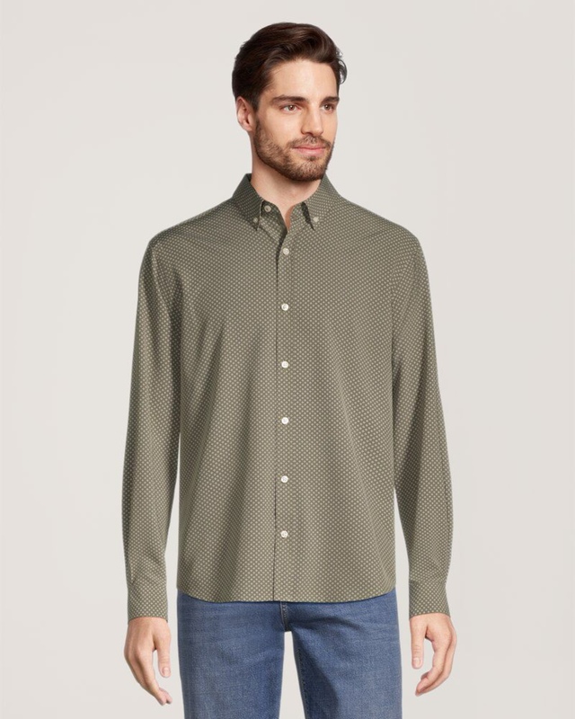 Chemise hybride tissée extensible dans 4&nbsp;sens à manches longues pour hommes, Denver Hayes