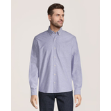 Chemise boutonnée décontractée et extensible Oxford à manches longues pour hommes, Denver Hayes Front_Flat