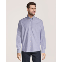 Denver Hayes Men's Stretch Oxford Casual Long Sleeve Button Down Shirt Front_Flat