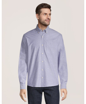 Chemise boutonnée décontractée et extensible Oxford à manches longues pour hommes, Denver Hayes