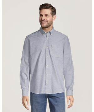 Chemise boutonnée décontractée et extensible Oxford à manches longues pour hommes, Denver Hayes