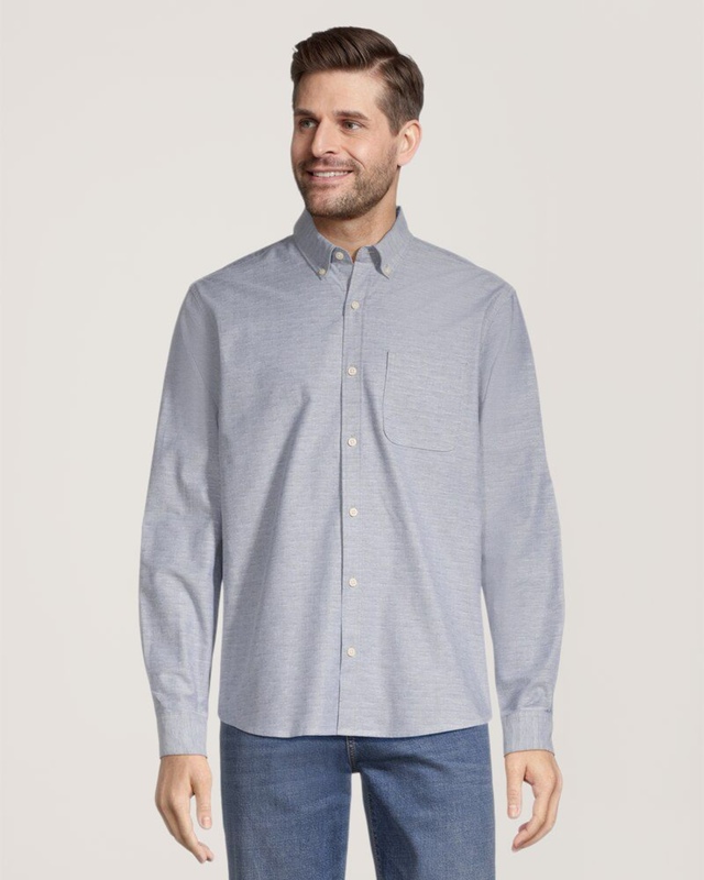 Chemise boutonnée décontractée et extensible Oxford à manches longues pour hommes, Denver Hayes