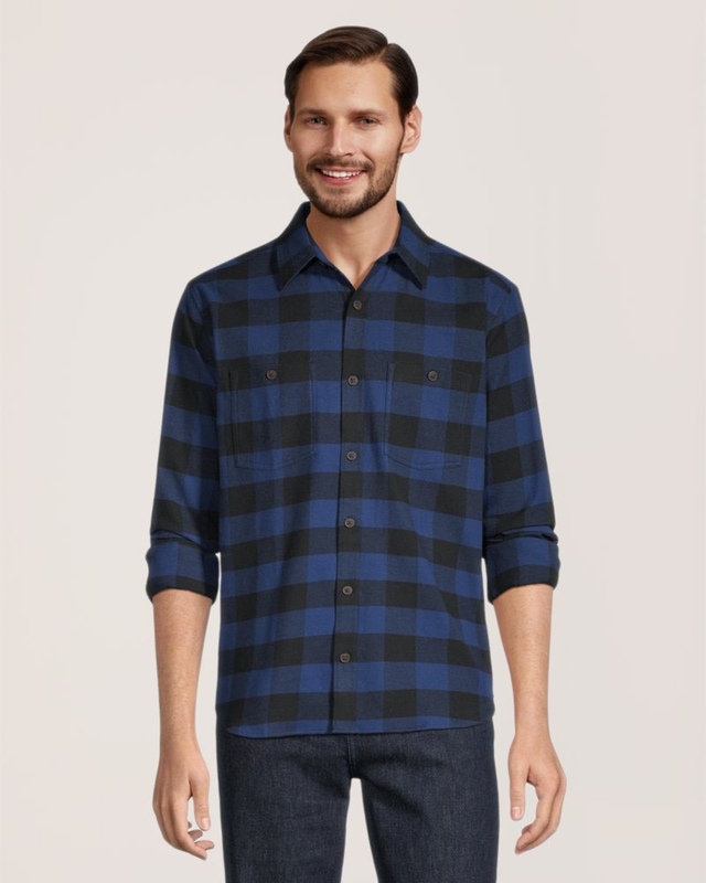 WindRiver Men's Stretch Regular Fit Basic Flannel Shirt