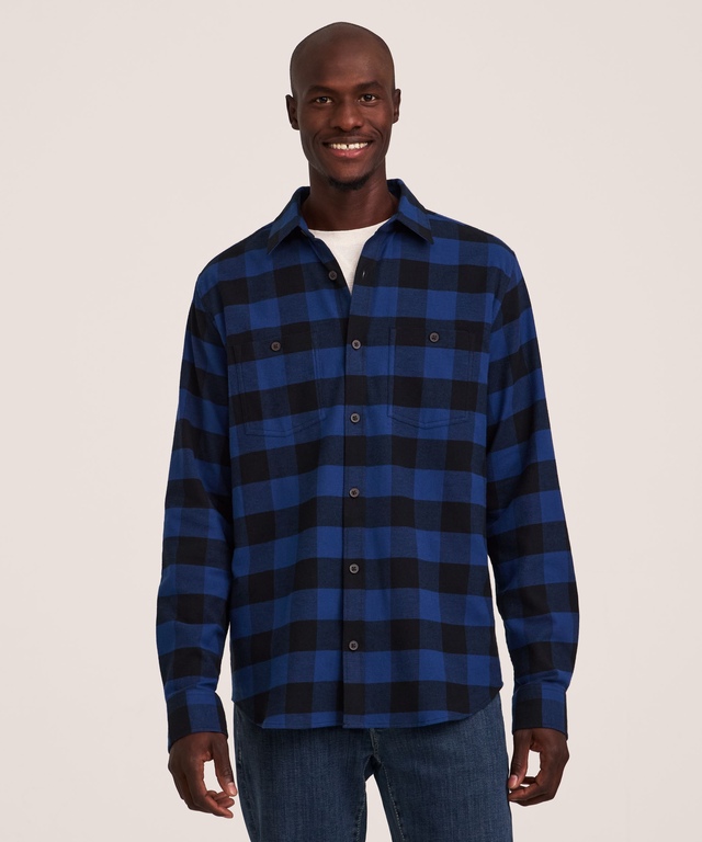 WindRiver Men's Stretch Regular Fit Basic Flannel Shirt