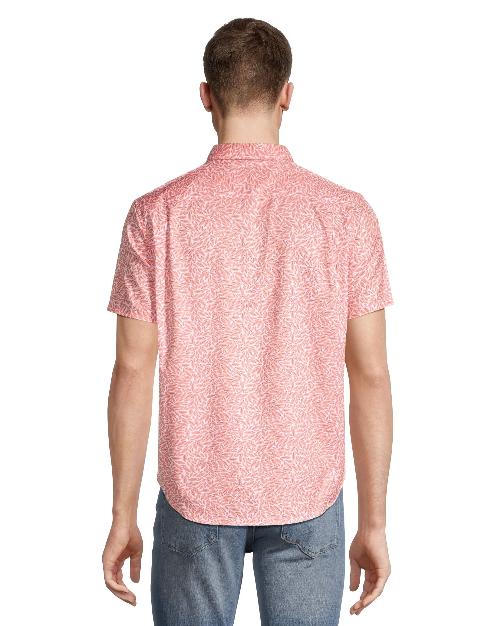 Chemise extensible dans 4&nbsp;sens à imprimé de feuilles corail pour hommes, Report