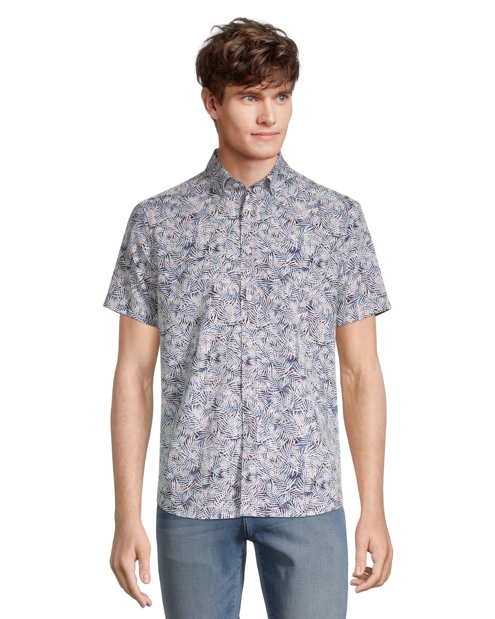 Report Men's 4 Way Stretch Tropical Print Shirt