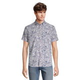 Chemise extensible dans 4&nbsp;sens à imprimé tropical pour hommes, Report Front_Flat