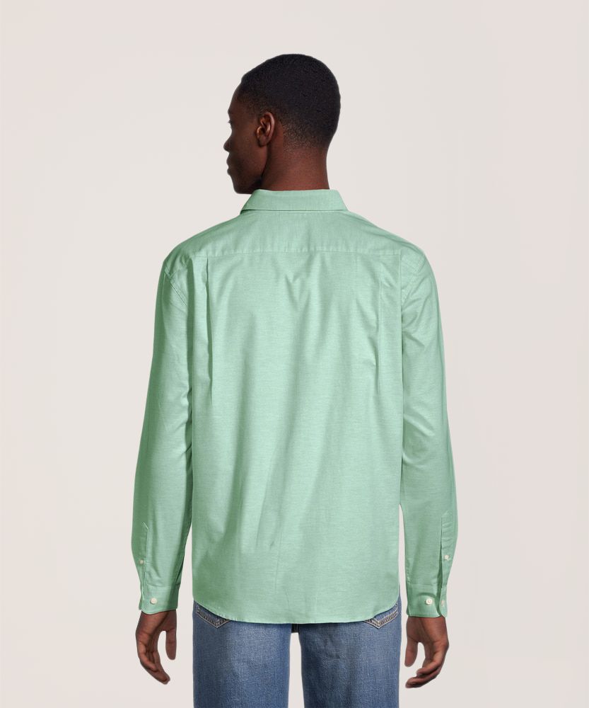 Denver Hayes Men's Oxford Stretch Long Sleeve Casual Shirt