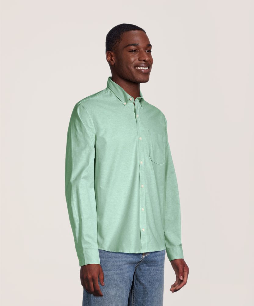 Denver Hayes Men's Oxford Stretch Long Sleeve Casual Shirt