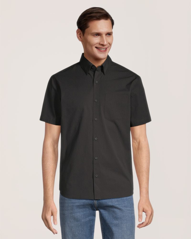 Chemise Homme Denver Hayes Manches Courtes, Lin Gris, Taille XL, Avec Poche