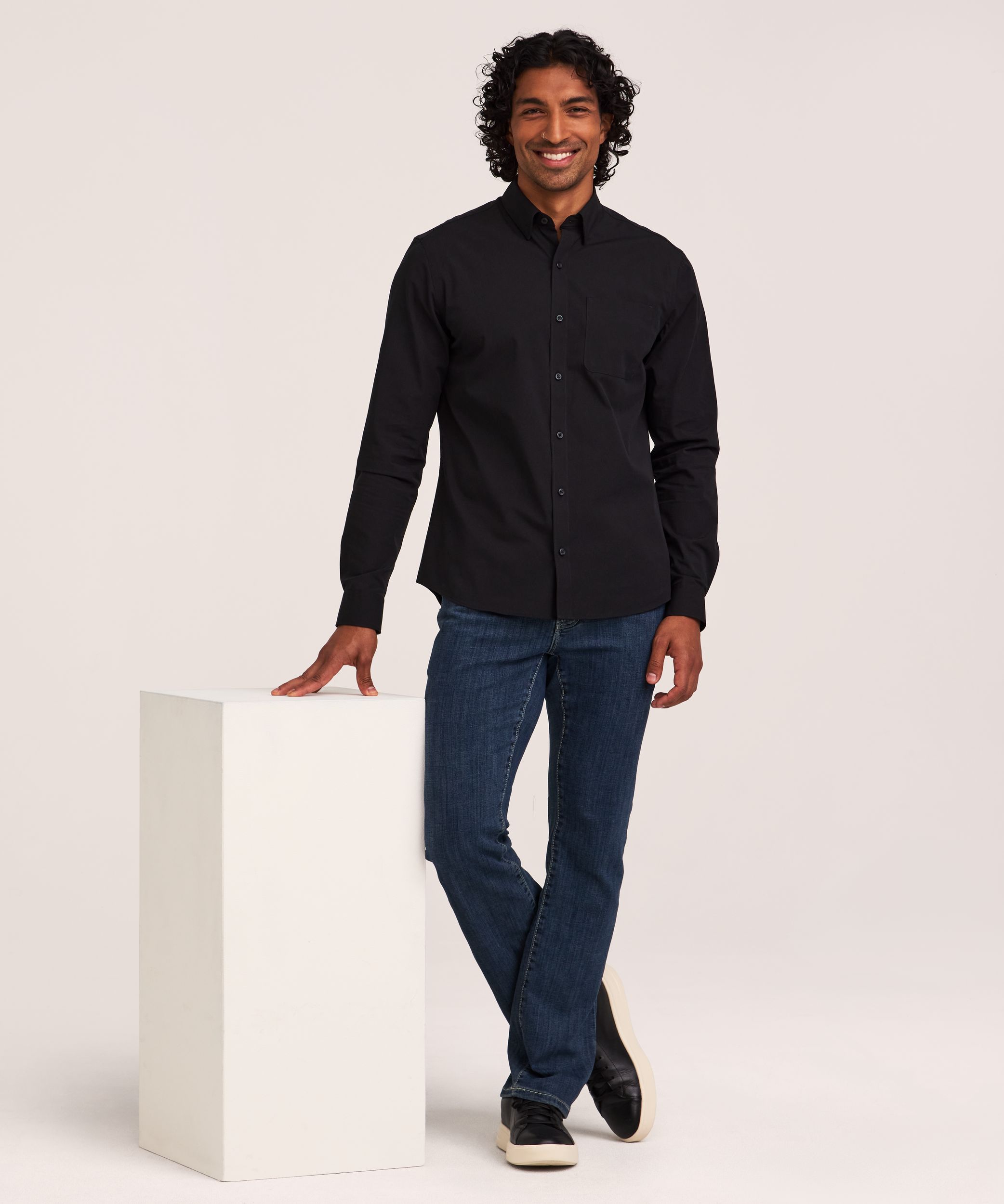 Denver Hayes Men's Poplin Long Sleeve Casual Shirt