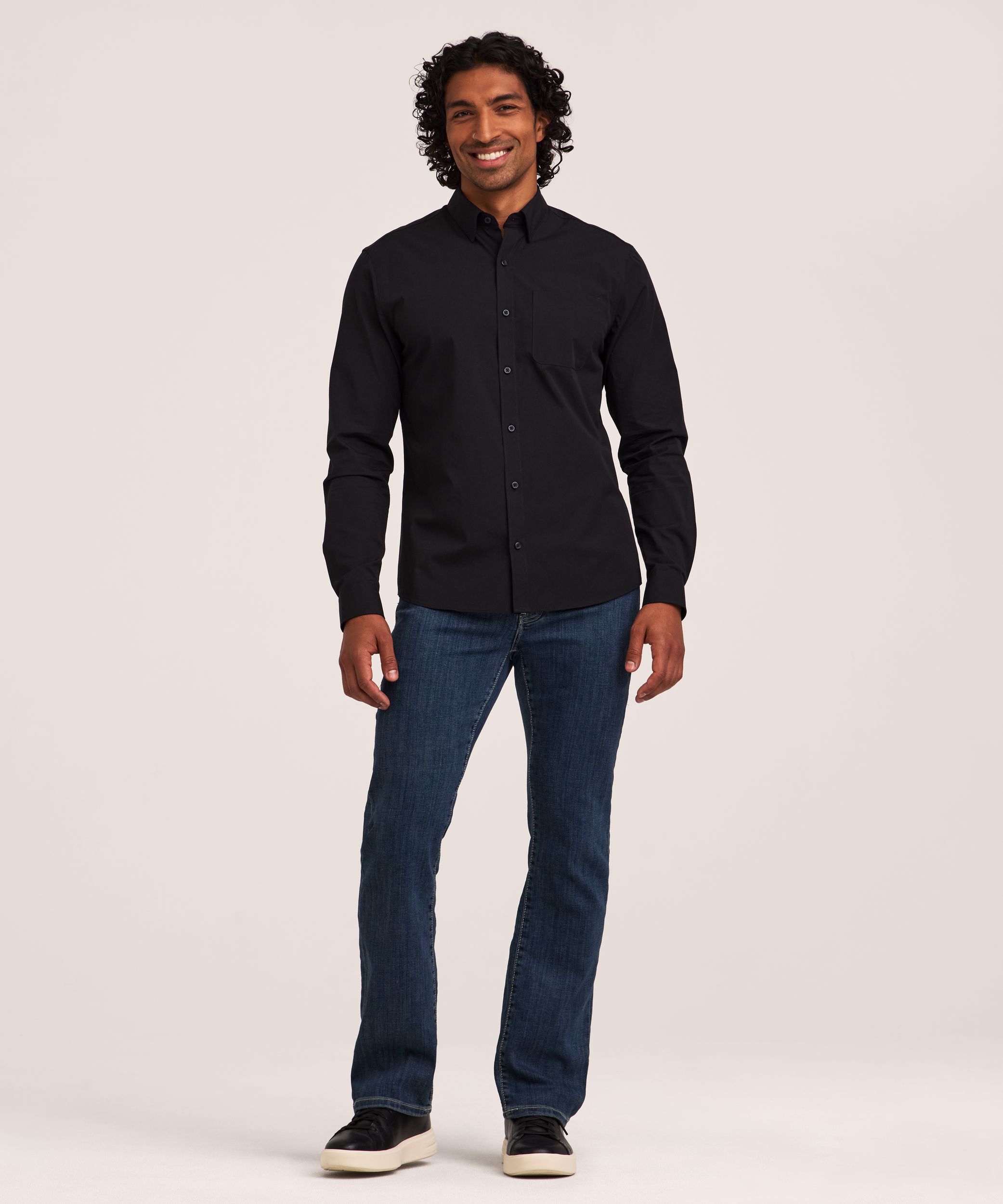 Denver Hayes Men's Poplin Long Sleeve Casual Shirt