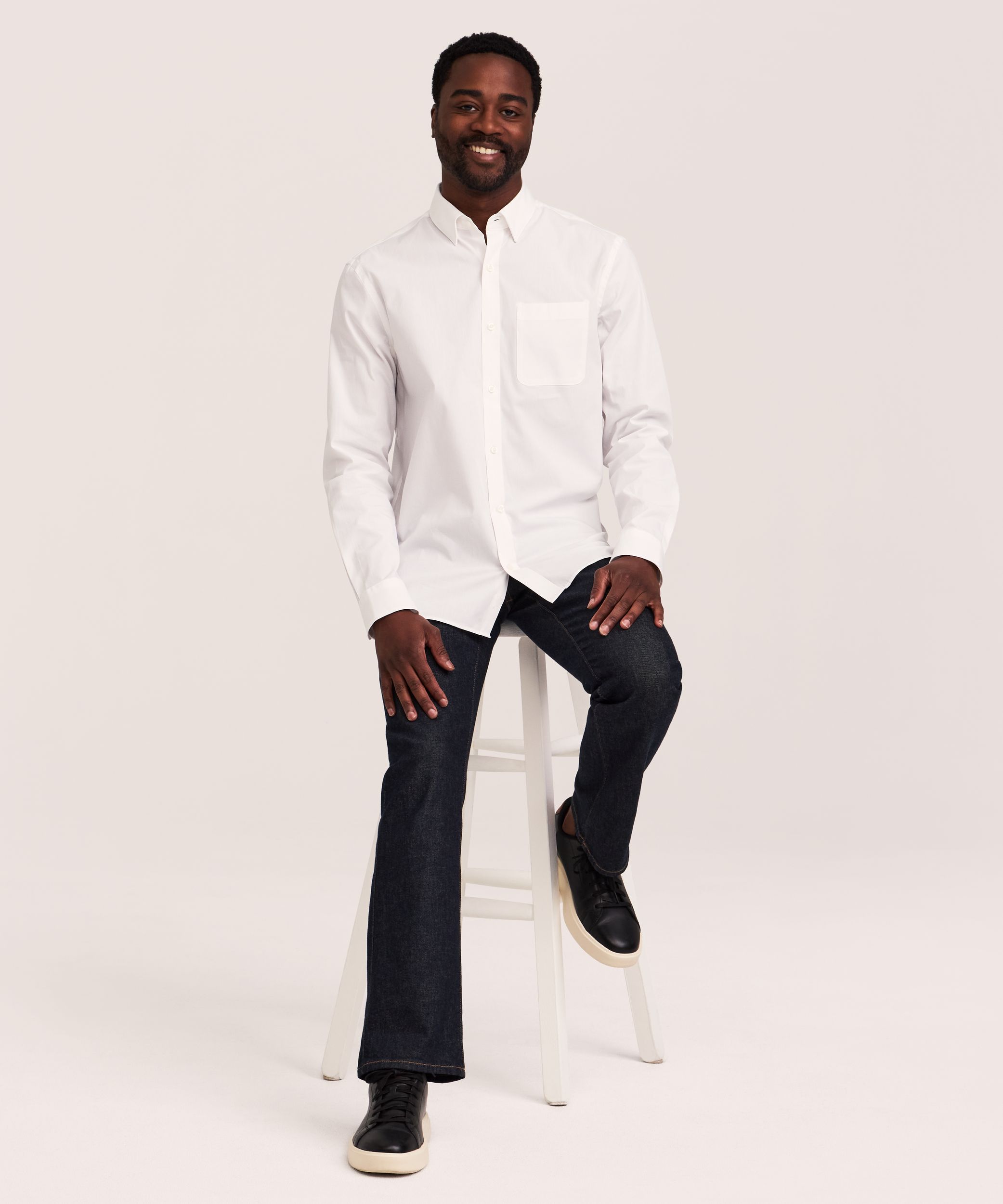 Chemise décontractée en popeline à manches longues pour hommes, Denver Hayes