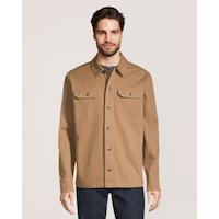 Denver Hayes Men's Stretch Cotton Long Sleeve Overshirt Front_Flat