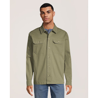 Denver Hayes Men's Stretch Cotton Long Sleeve Overshirt Front_Flat