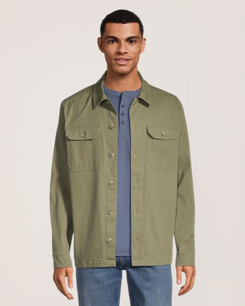 Denver Hayes Men's Stretch Cotton Long Sleeve Overshirt