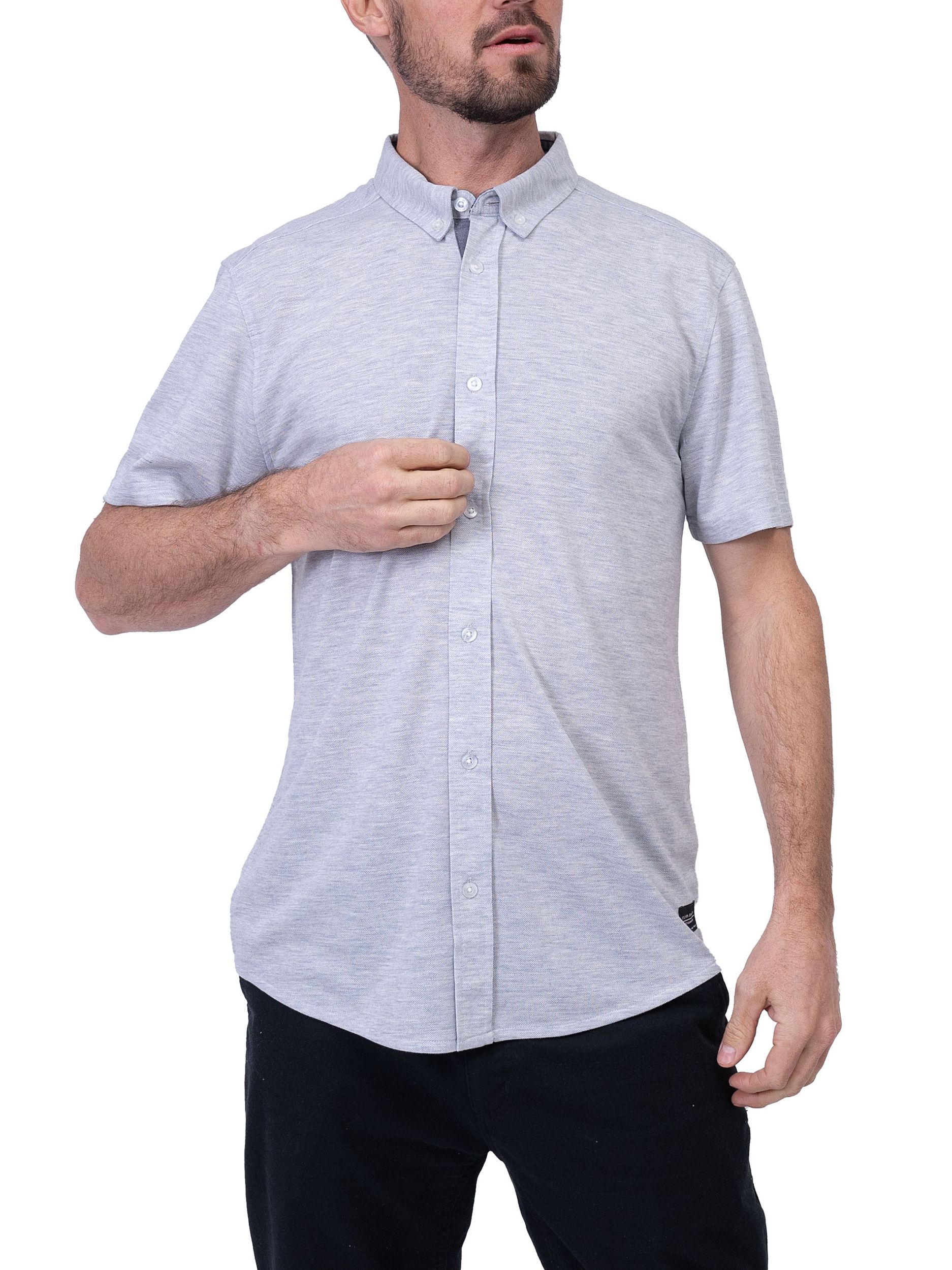 Chemise en tricot de couleur unie pour hommes, Silver