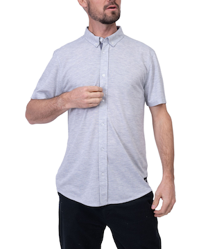 Chemise en tricot de couleur unie pour hommes, Silver