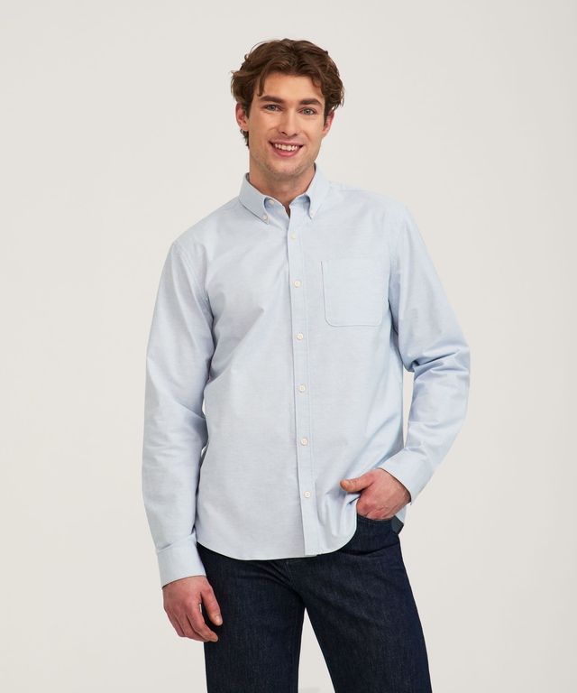 Denver Hayes Men's Oxford Stretch Long Sleeve Casual Shirt