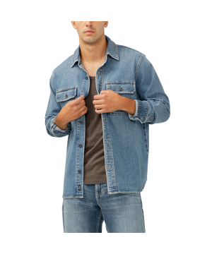 Veste-chemise en denim pour hommes, Silver