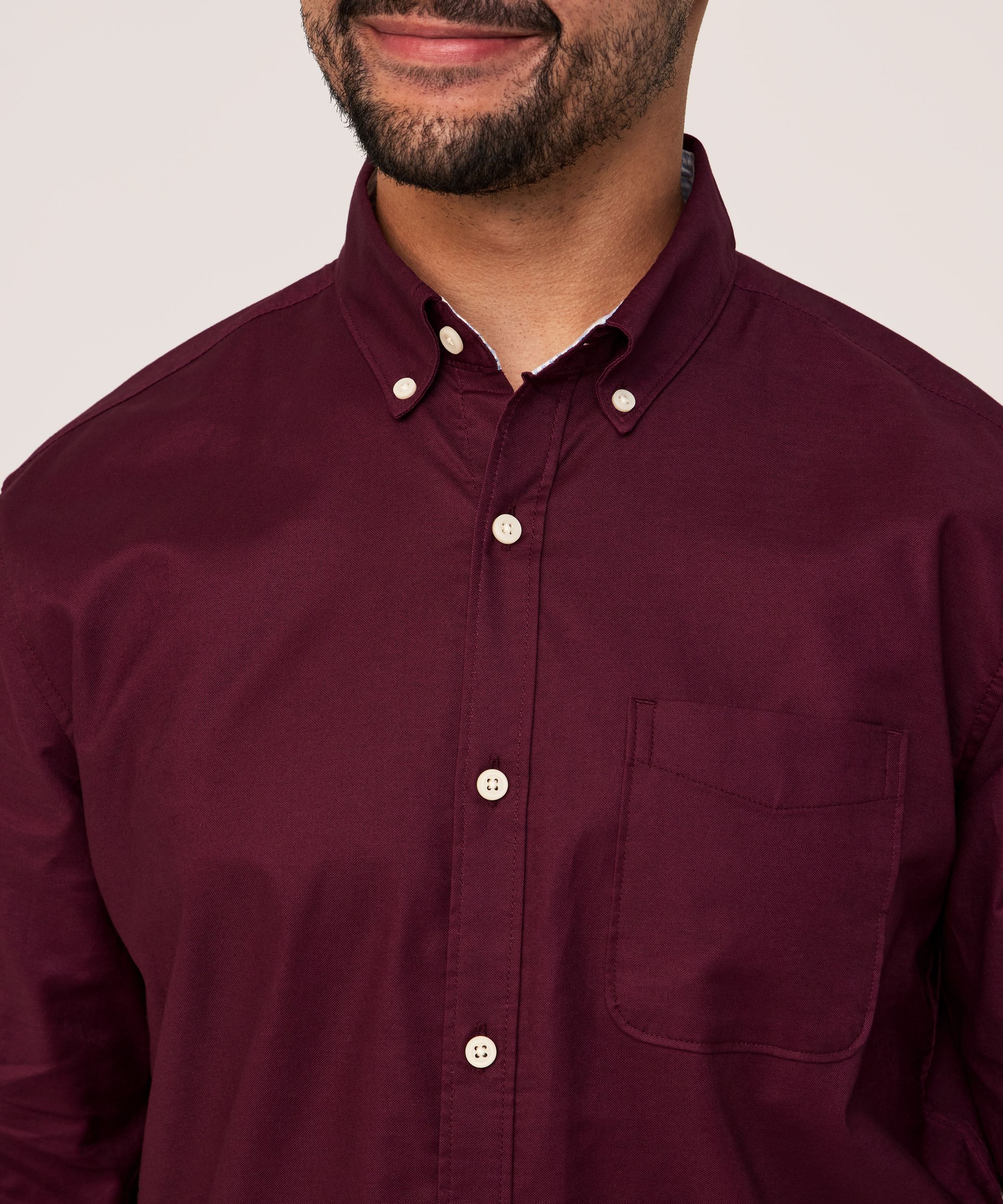 Chemise boutonnée décontractée et extensible Oxford à manches longues pour hommes, Denver Hayes
