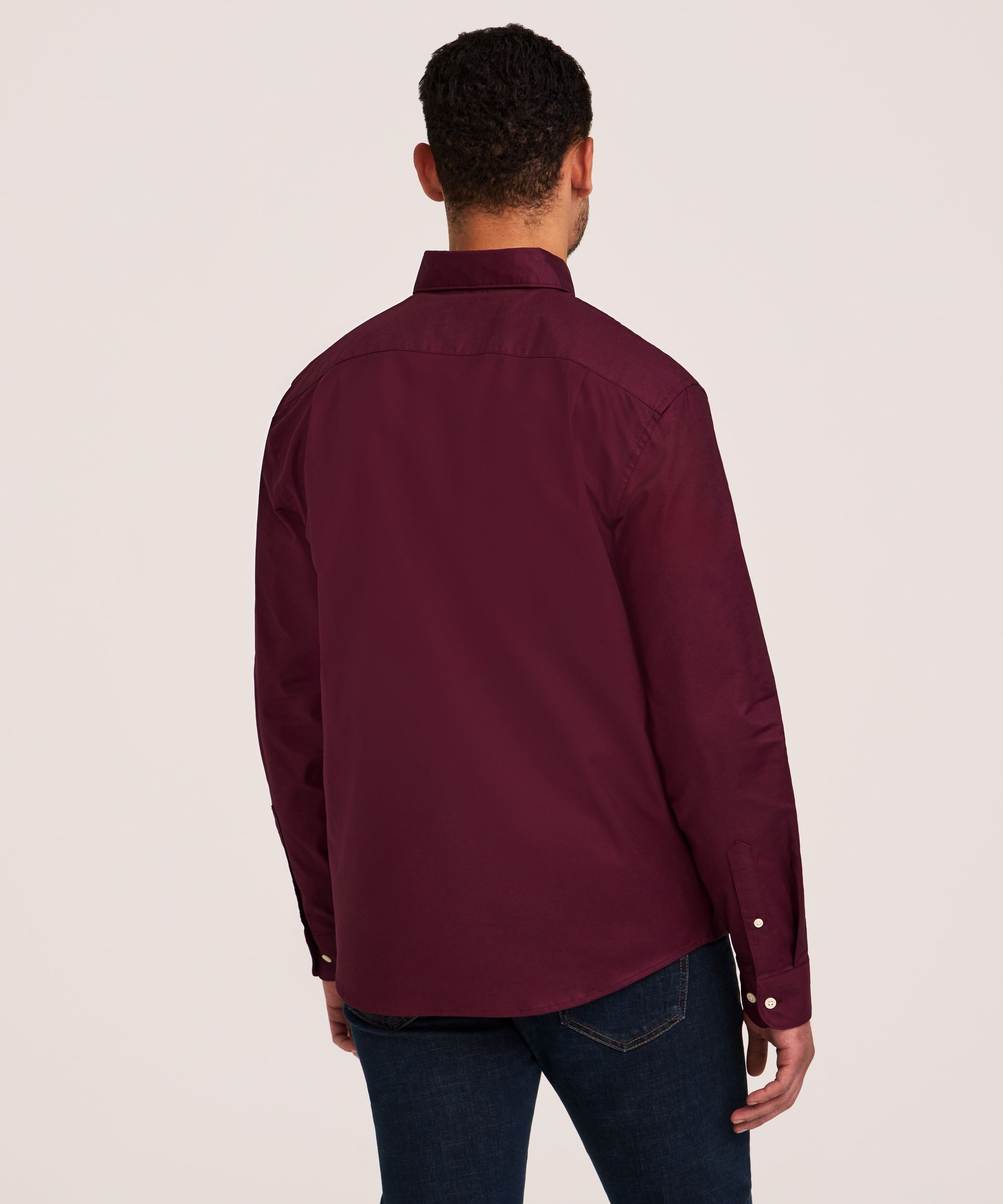 Chemise boutonnée décontractée et extensible Oxford à manches longues pour hommes, Denver Hayes
