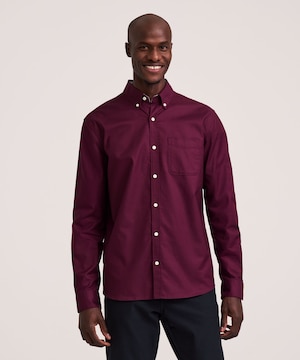 Denver Hayes Men's Stretch Oxford Casual Long Sleeve Button Down Shirt