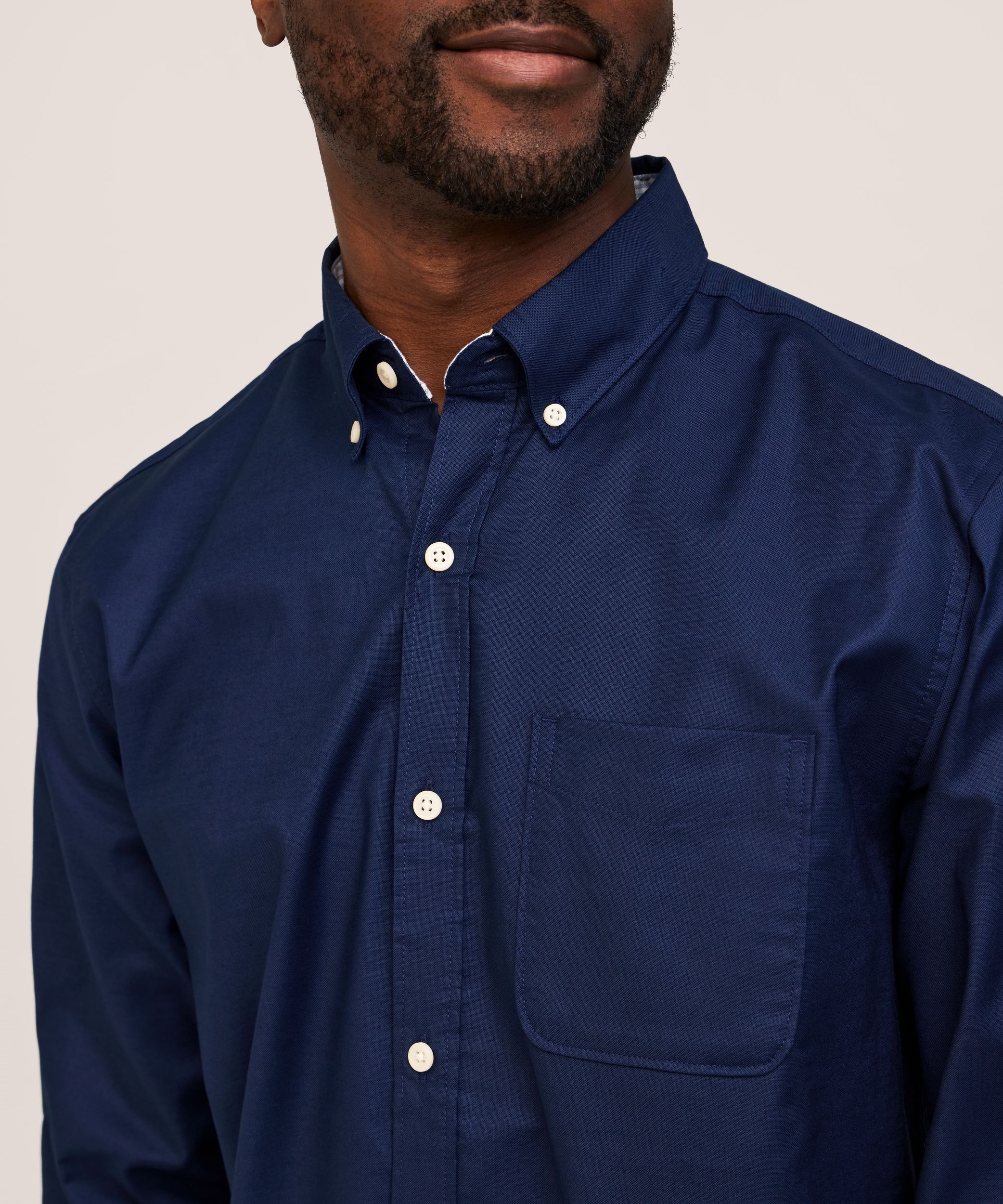 Denver Hayes Men's Stretch Oxford Casual Long Sleeve Button Down Shirt