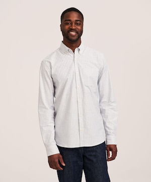 Denver Hayes Men's Stretch Oxford Casual Long Sleeve Button Down Shirt