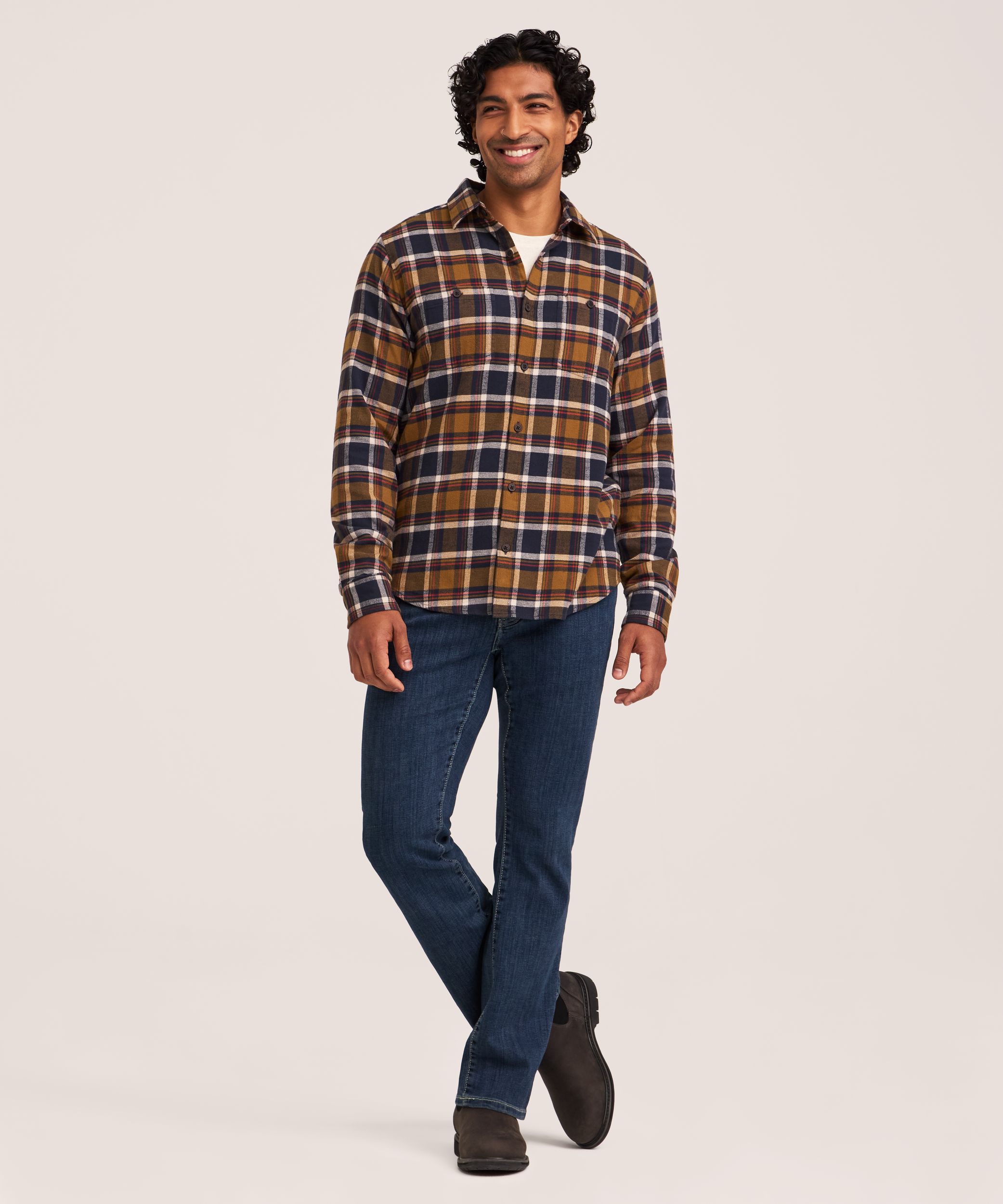 WindRiver Men's Basic Stretch Flannel Shirt