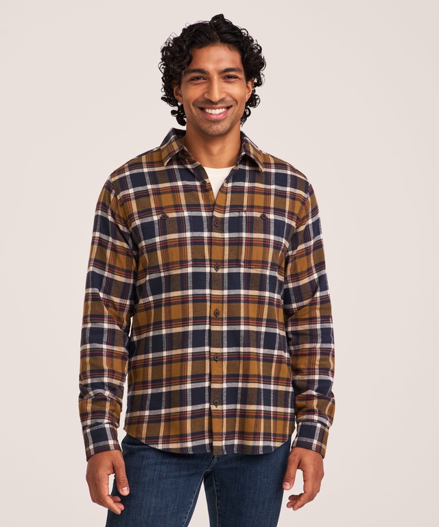 WindRiver Men's Basic Stretch Flannel Shirt