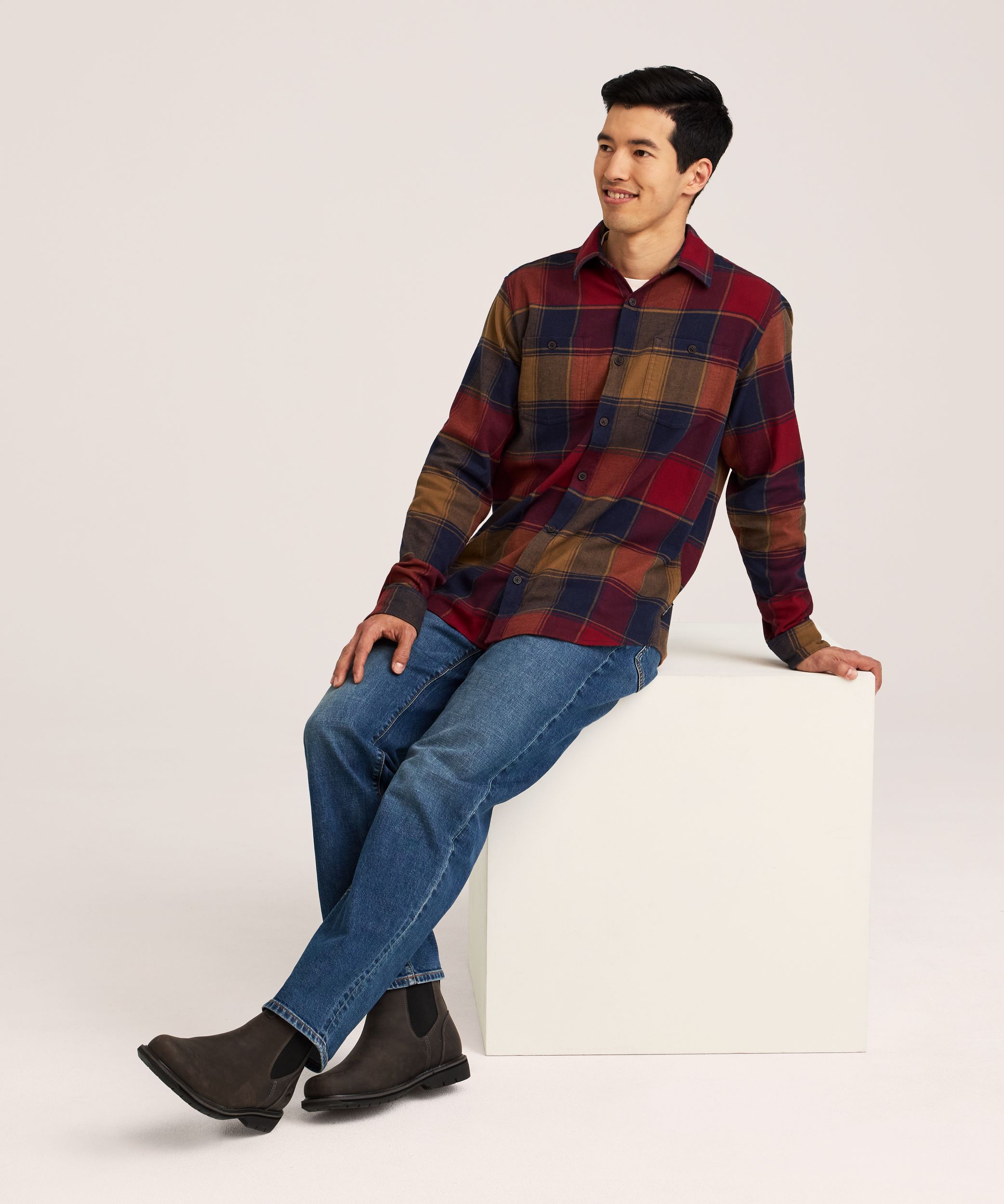 WindRiver Men's Basic Stretch Flannel Shirt