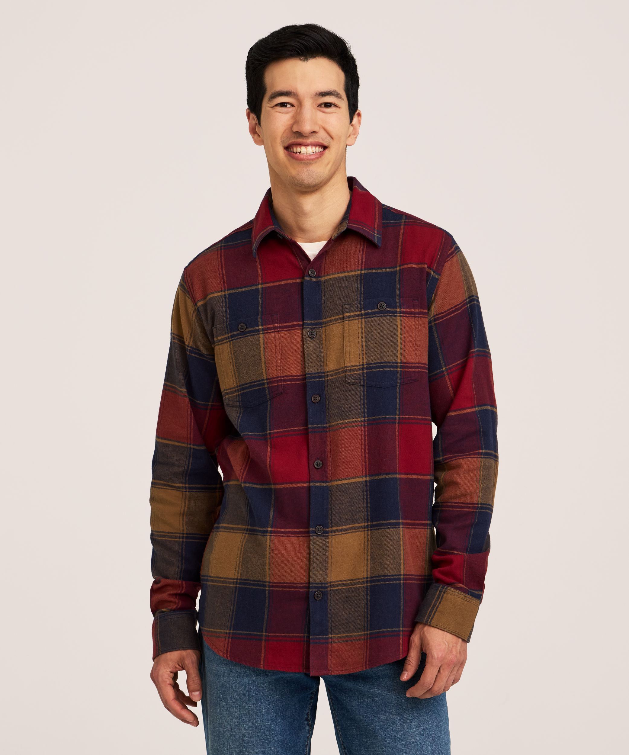 WindRiver Men's Basic Stretch Flannel Shirt