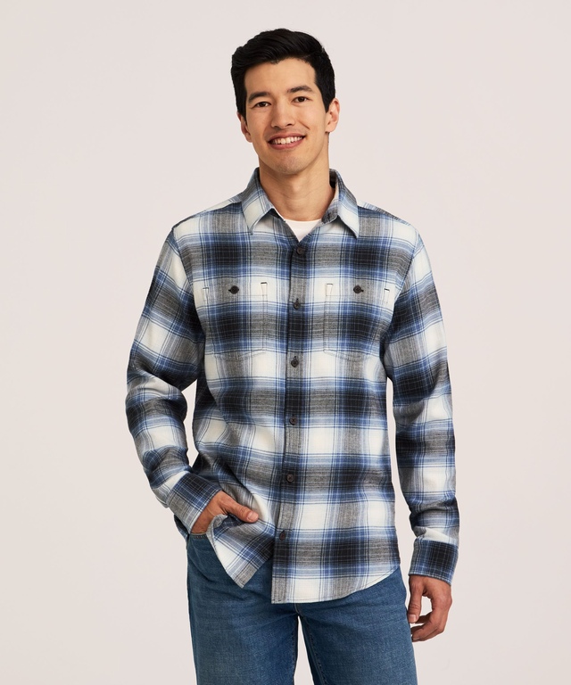 WindRiver Men's Basic Stretch Flannel Shirt