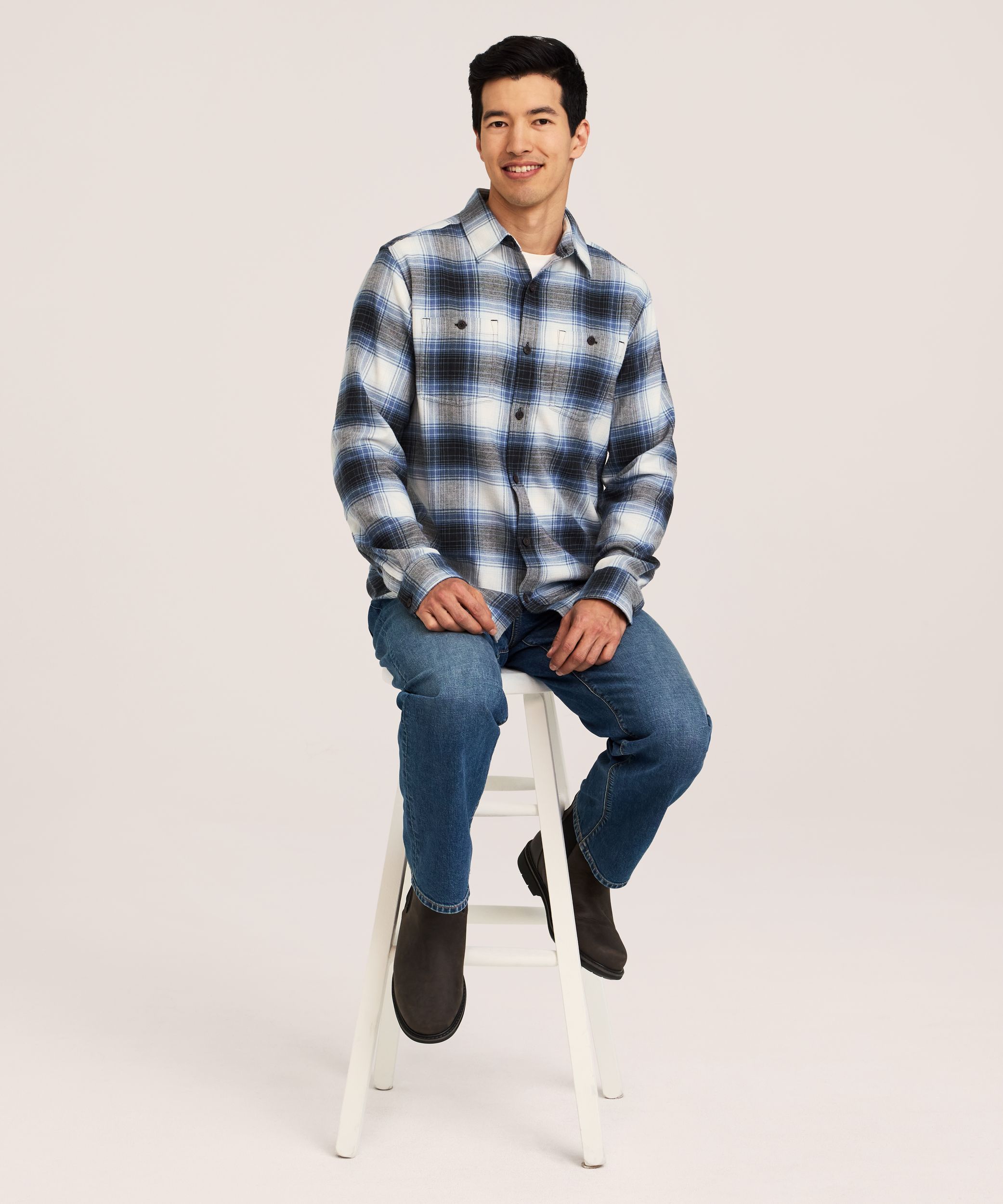 WindRiver Men's Basic Stretch Flannel Shirt