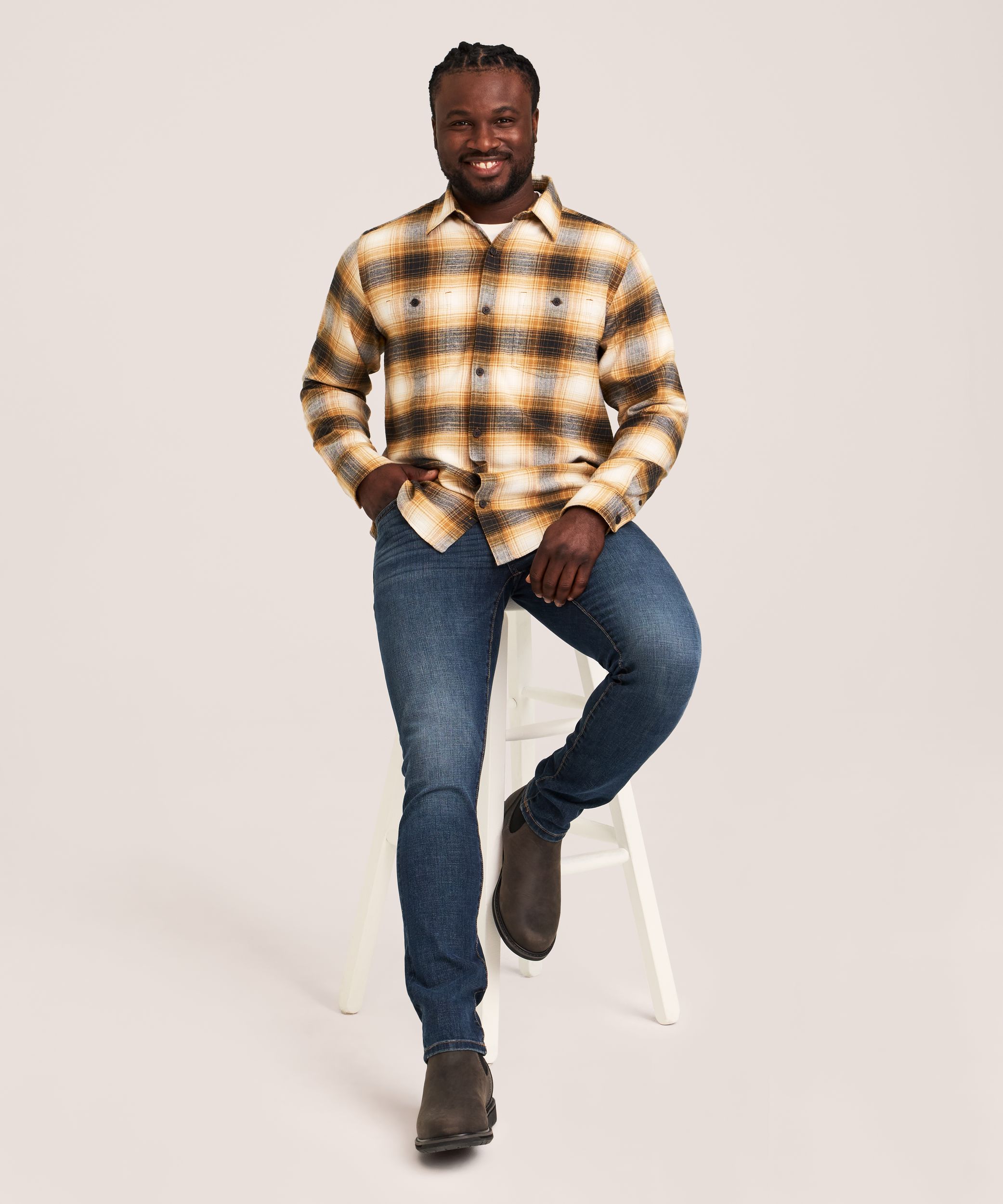 WindRiver Men's Basic Stretch Flannel Shirt