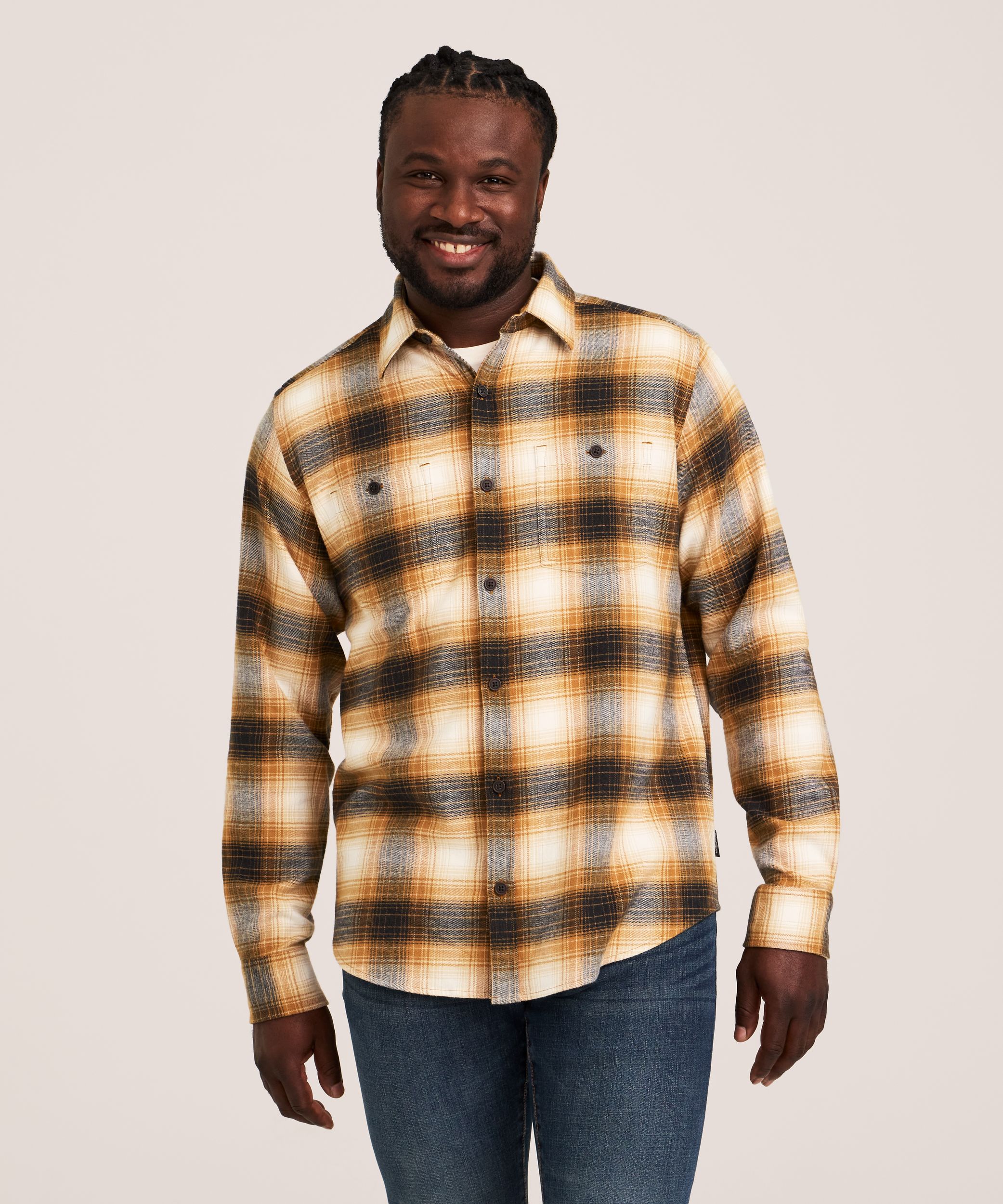 WindRiver Men's Basic Stretch Flannel Shirt