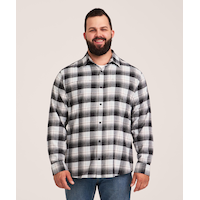 WindRiver Men's Basic Stretch Flannel Snap Down Shirt Front_Flat