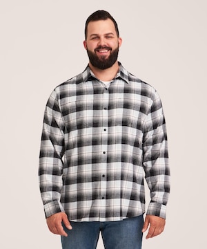 WindRiver Men's Basic Stretch Flannel Snap Down Shirt