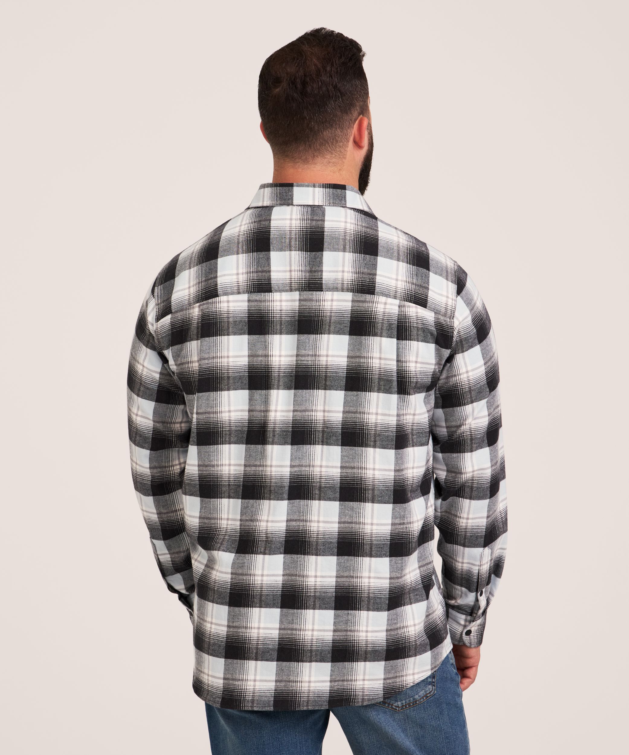 WindRiver Men's Basic Stretch Flannel Snap Down Shirt