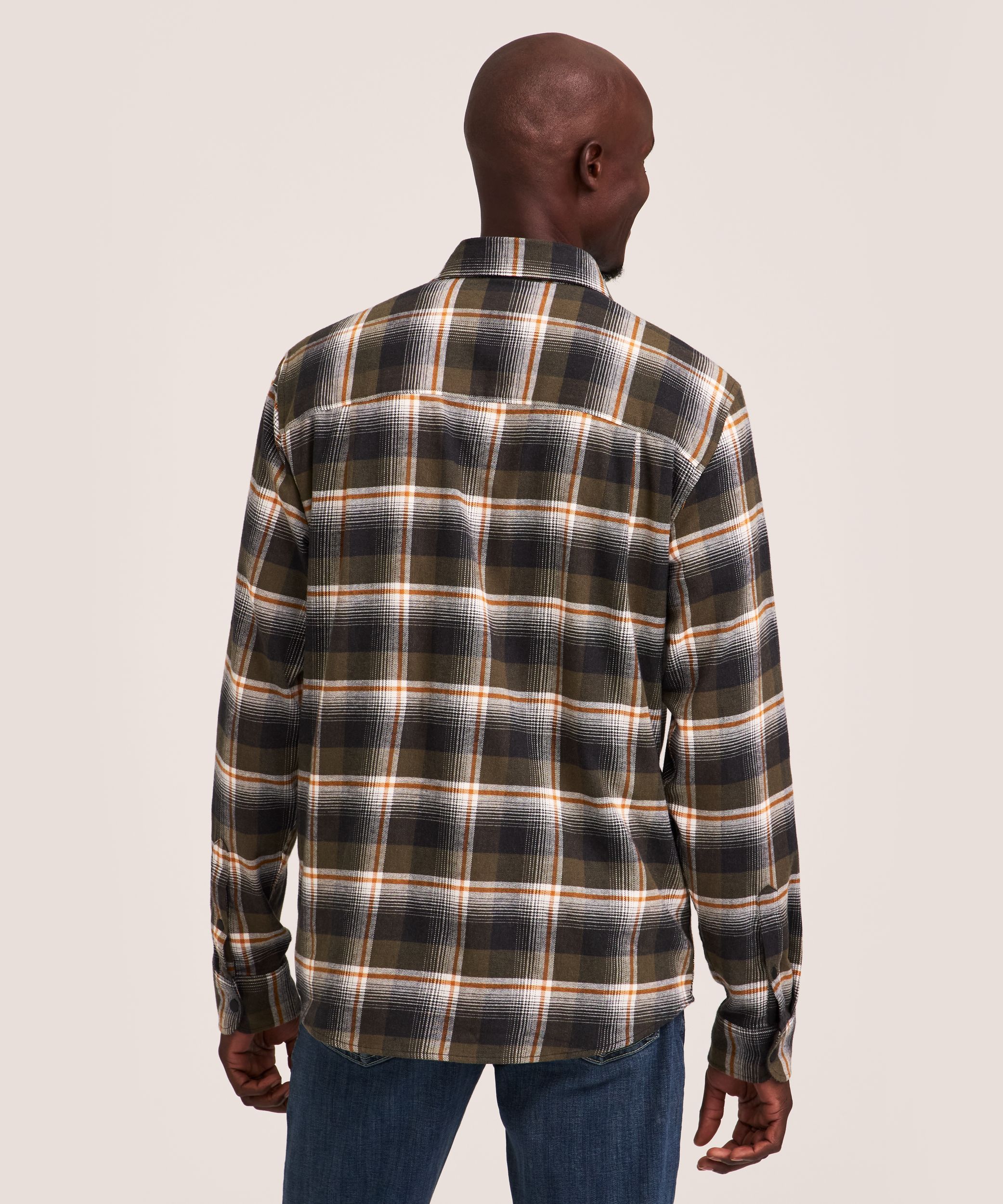 WindRiver Men's Basic Stretch Flannel Snap Down Shirt